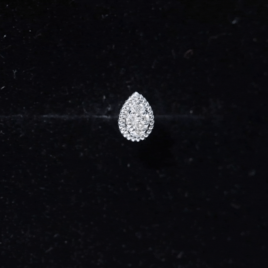 Real Diamond Teardrop Helix Earring with Twisted Rope Frame