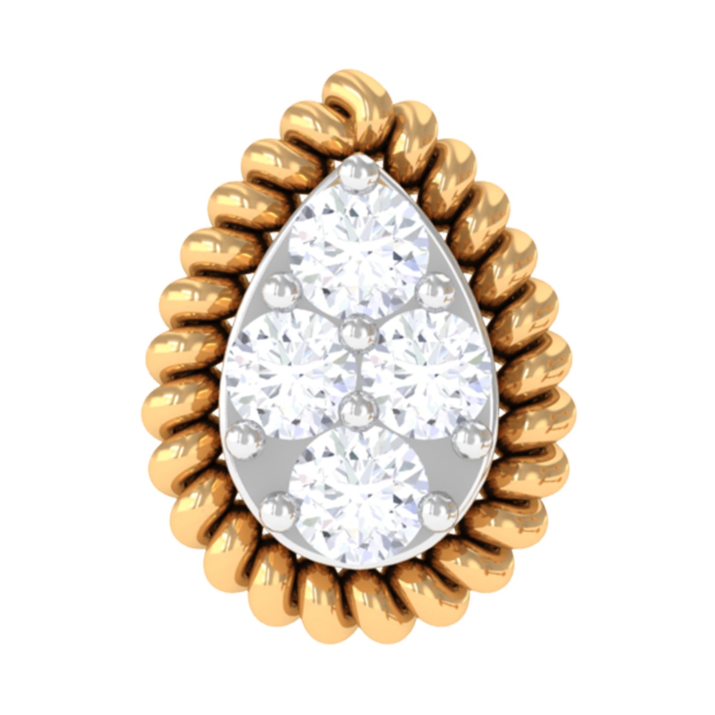 Real Diamond Teardrop Helix Earring with Twisted Rope Frame