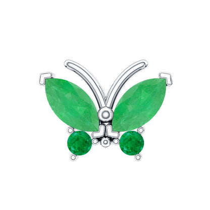 Natural Emerald Butterfly Earring for Cartilage Piercing