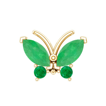 Natural Emerald Butterfly Earring for Cartilage Piercing