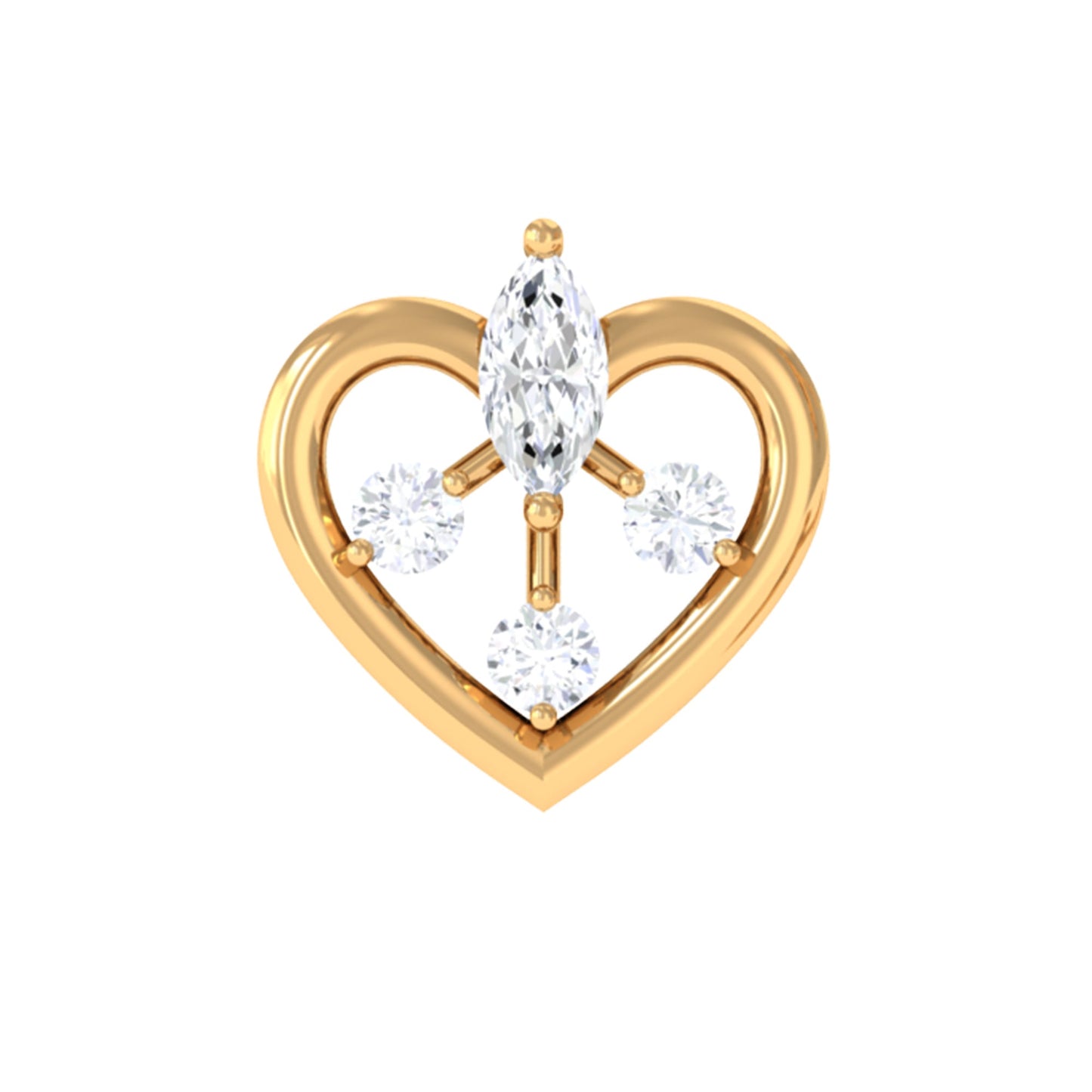 Genuine Diamond Heart Earring for Cartilage Piercing