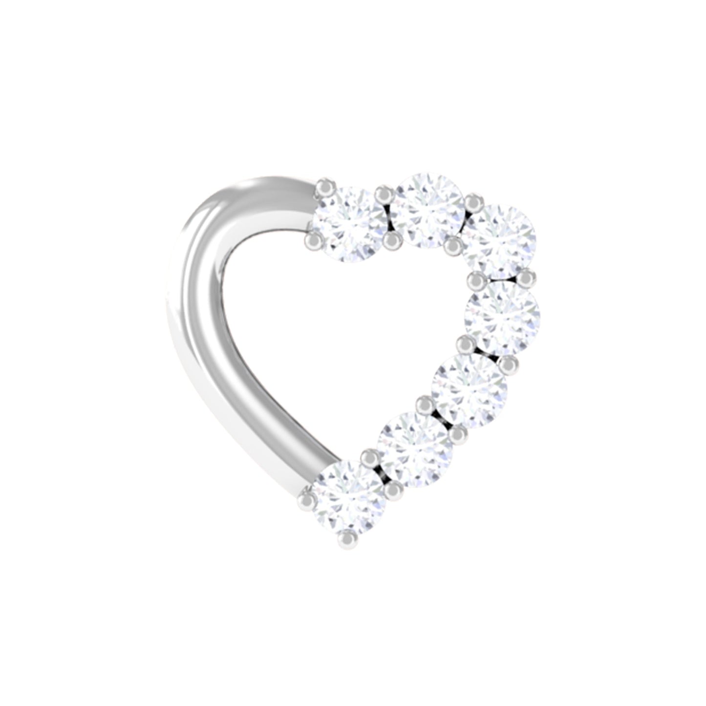 Genuine Diamond Open Heart Earring for Helix Piercing
