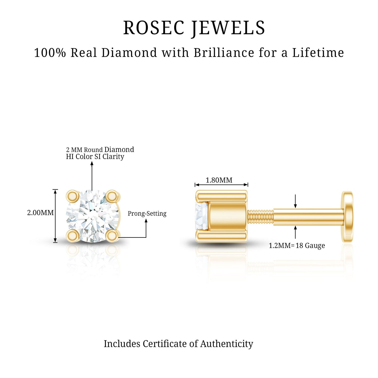 Natural Diamond Conch Piercing Earring