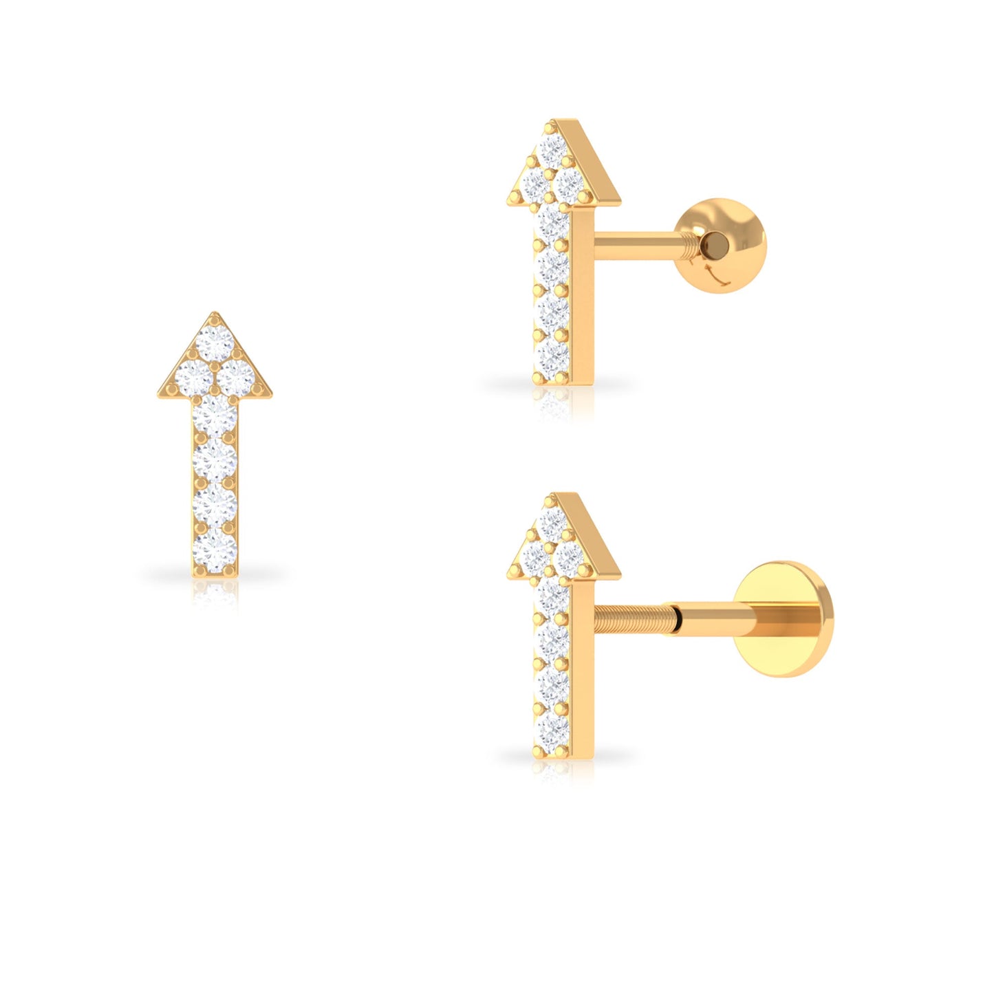 Minimal Diamond Arrow Forward Helix Earring