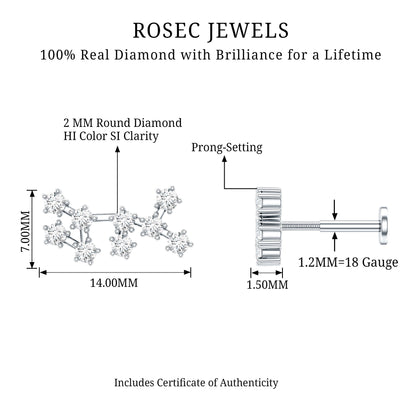 Diamond Sagittarius Zodiac Earring for Helix Piercing