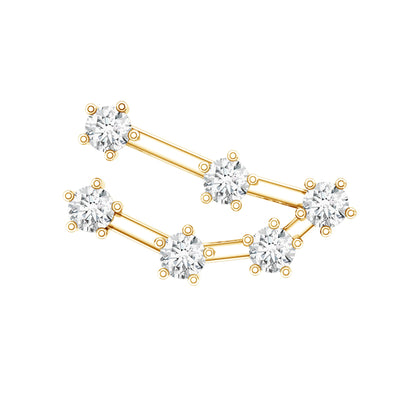 Certified Moissanite Capricorn Zodiac Ear Crawler Earring