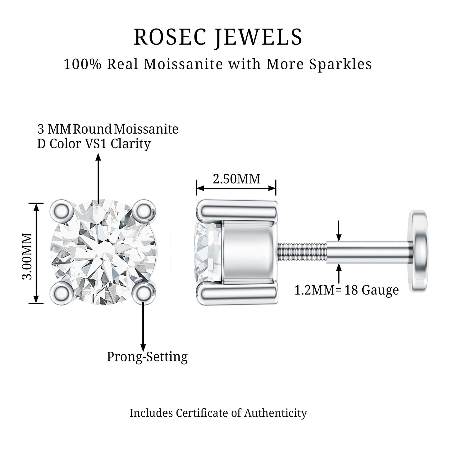 Dainty Moissanite Solitaire Conch Earring