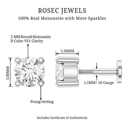 Dainty Moissanite Solitaire Conch Earring