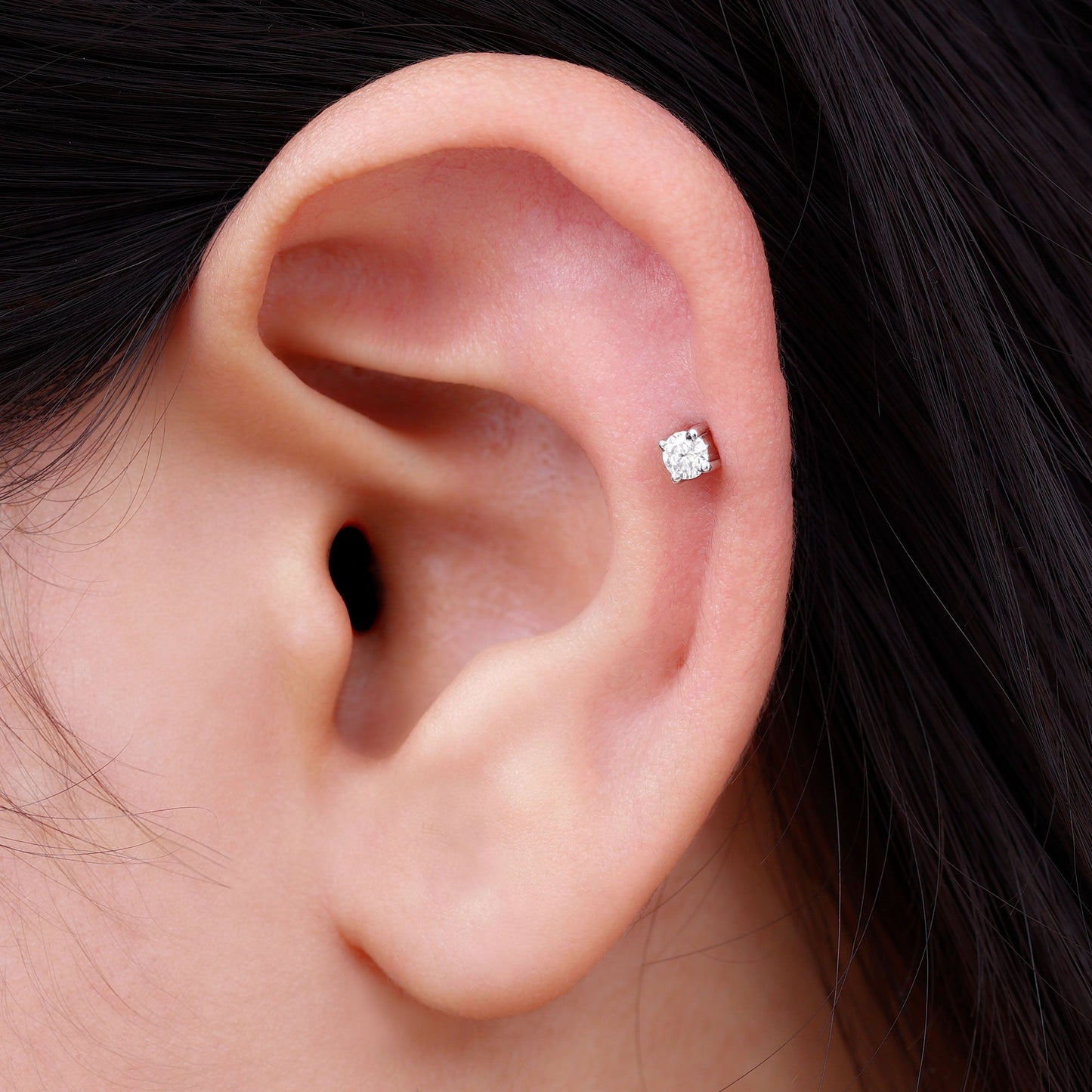 Dainty Moissanite Solitaire Conch Earring