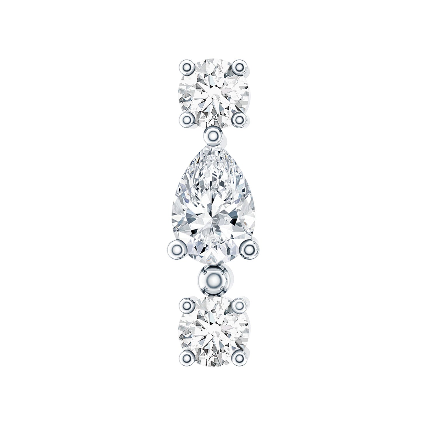 Certified Moissanite 3 Stone Tragus Earring