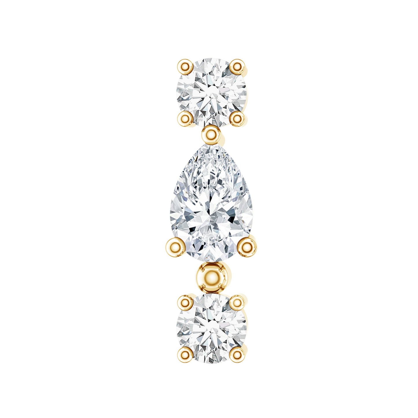 Certified Moissanite 3 Stone Tragus Earring