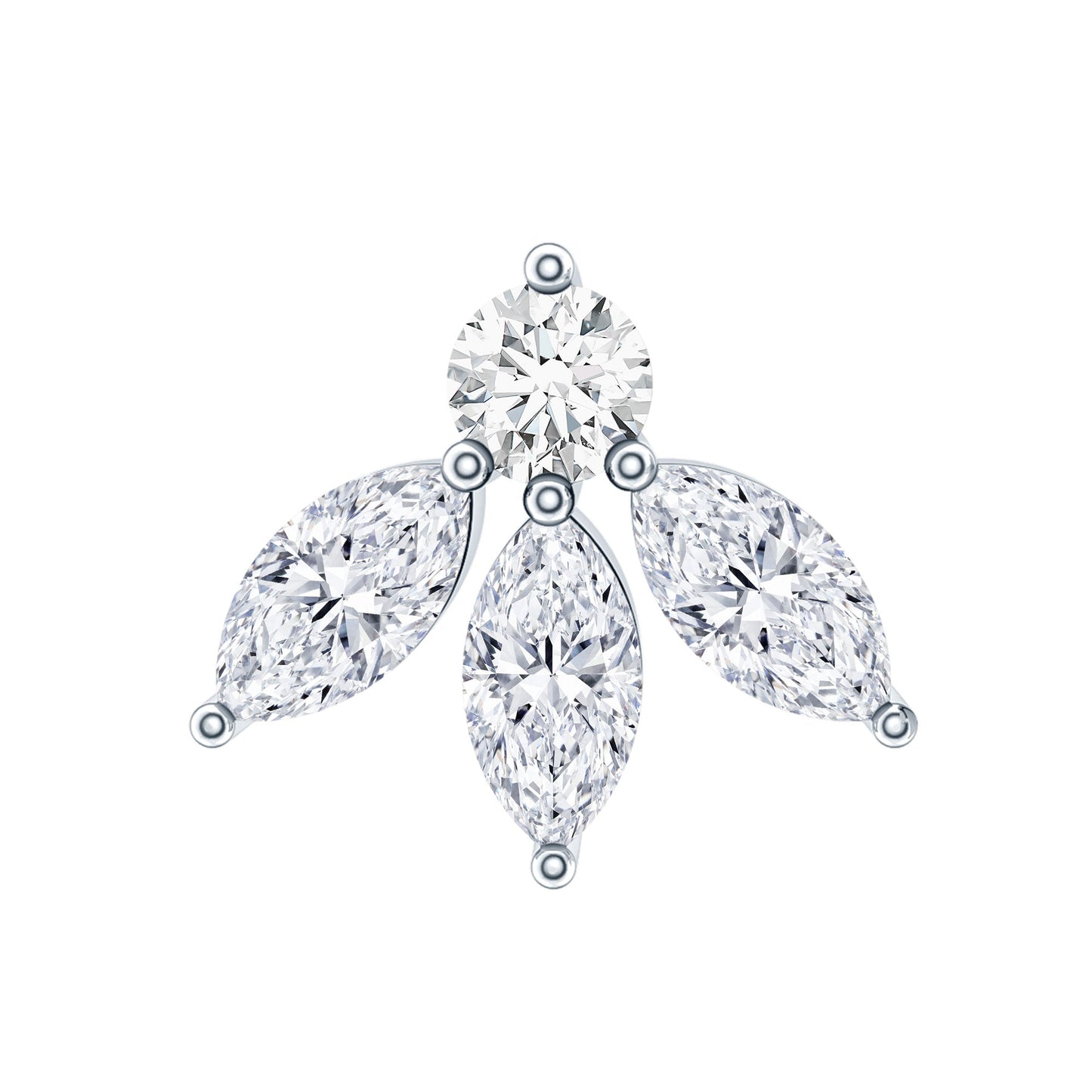 Certified Moissanite Leaf Piercing Earring