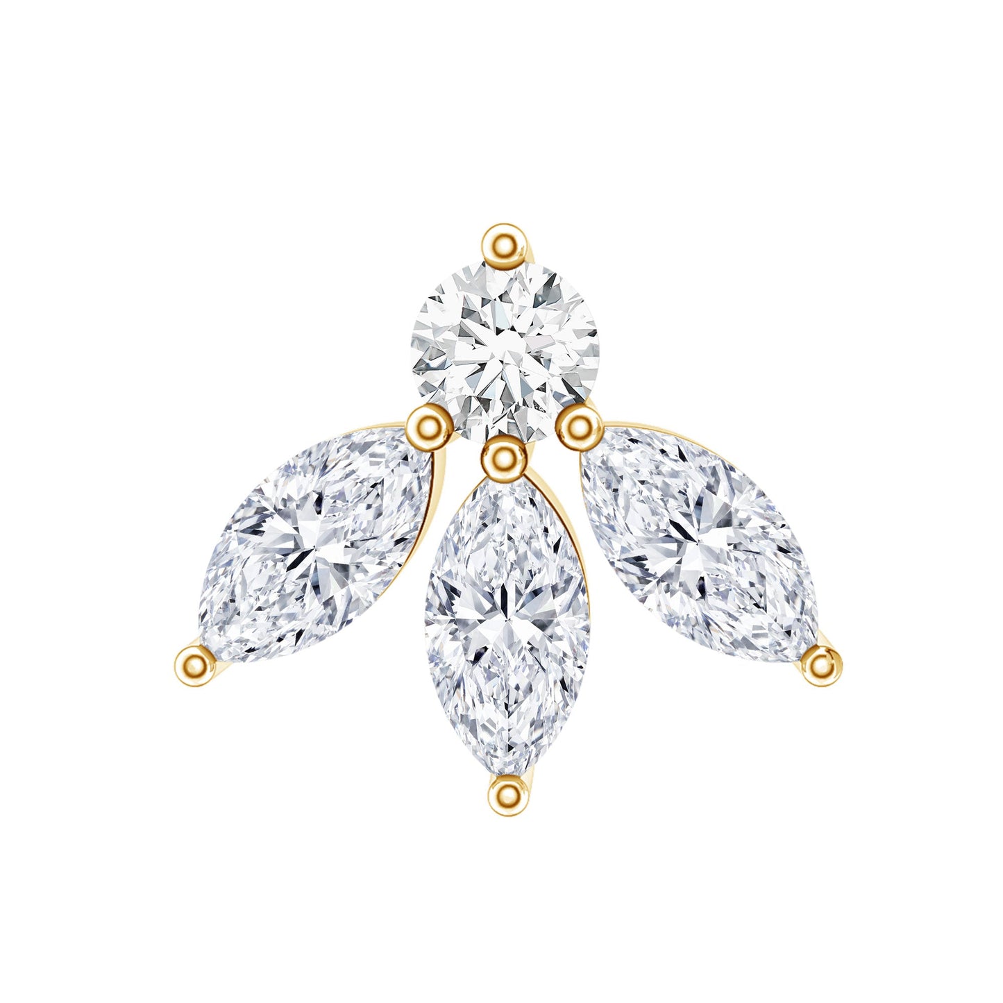Certified Moissanite Leaf Piercing Earring