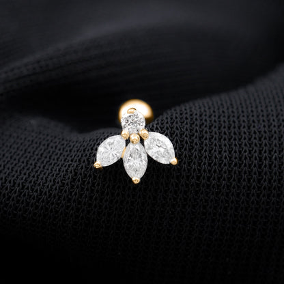 Certified Moissanite Leaf Piercing Earring