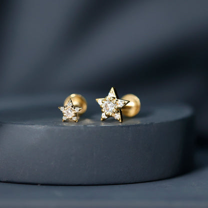 Moissanite Star Earring for Helix Piercing