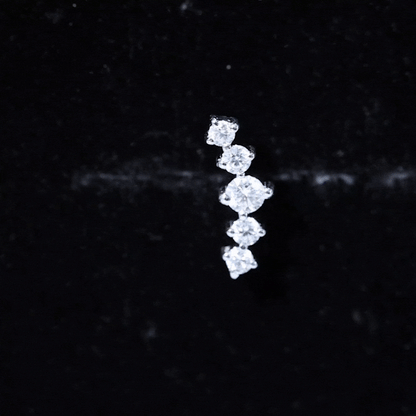Certified Moissanite Curved Crawler Earring with Flat Back