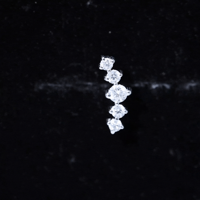 Certified Moissanite Curved Crawler Earring with Flat Back