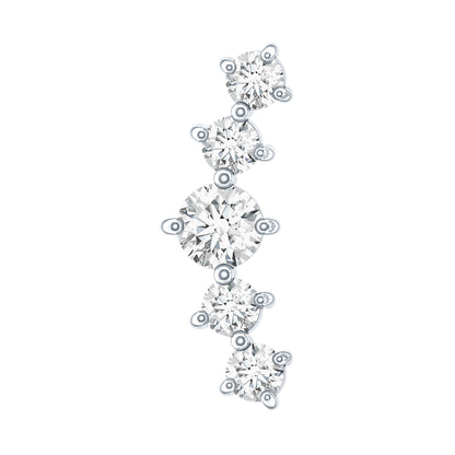 Certified Moissanite Curved Crawler Earring with Flat Back