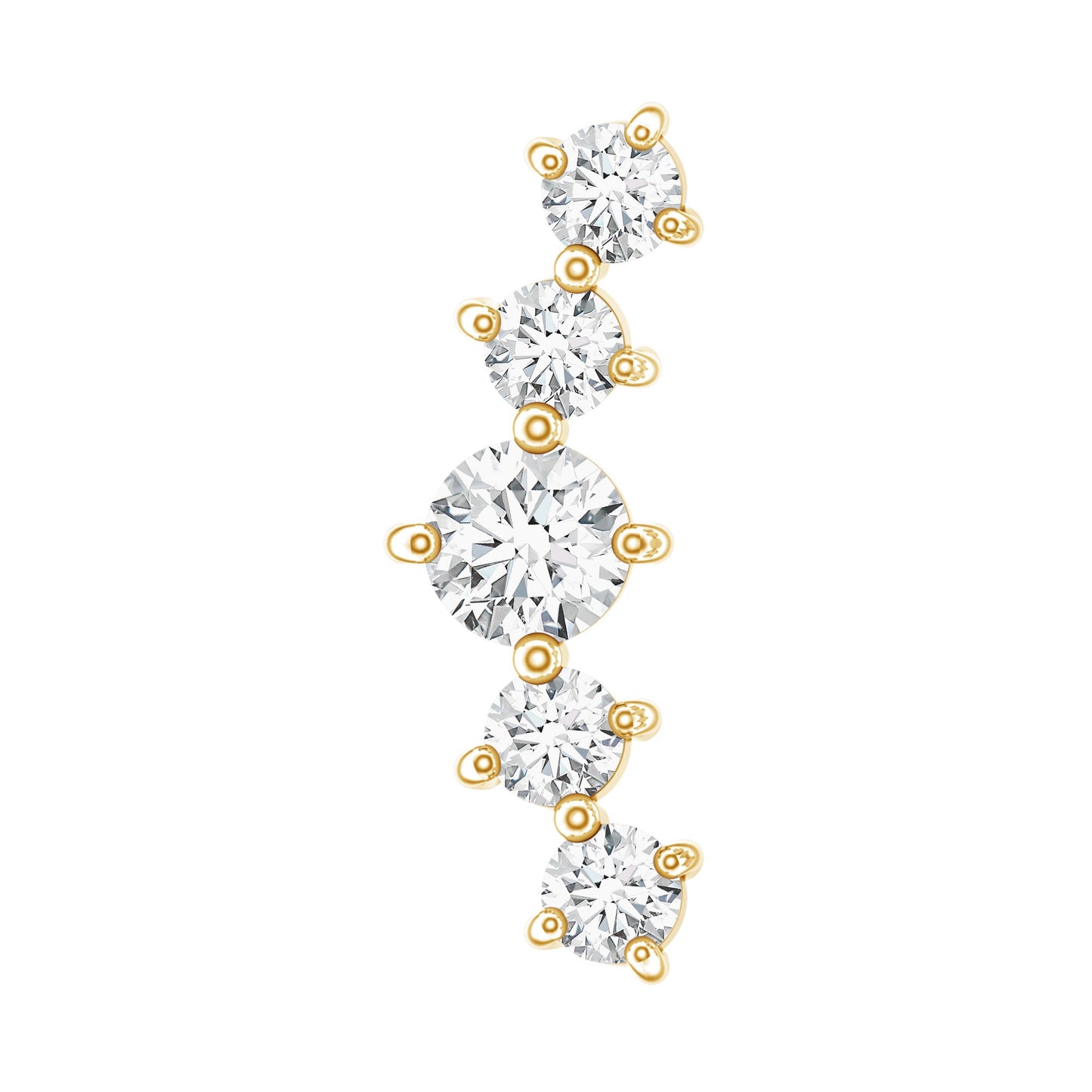 Certified Moissanite Curved Crawler Earring with Flat Back