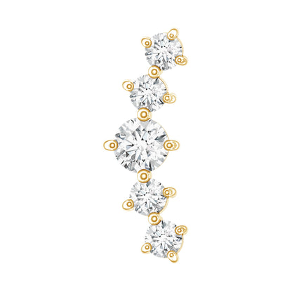 Certified Moissanite Curved Crawler Earring with Flat Back