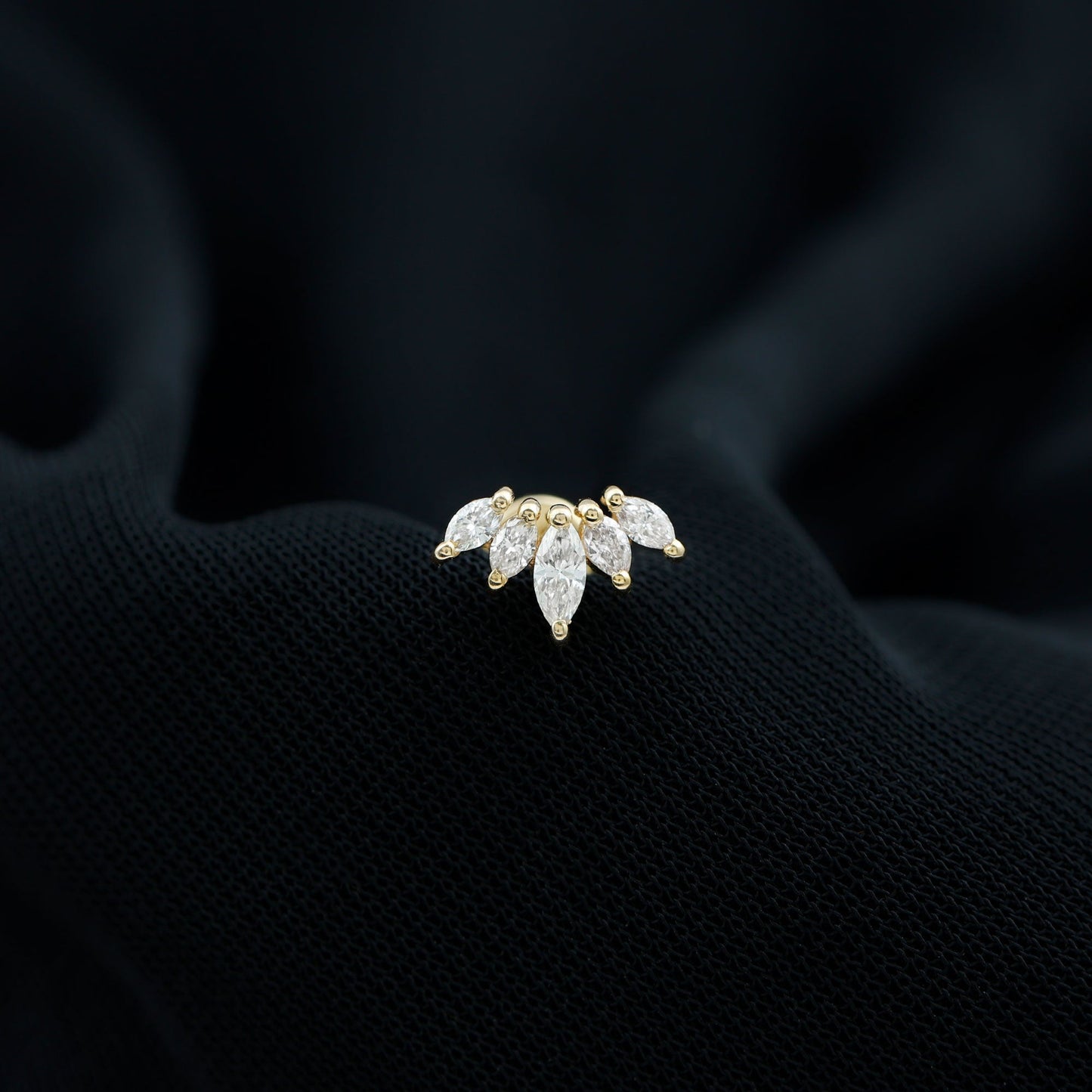 Marquise Moissanite Leaf Ear Crawler Earring