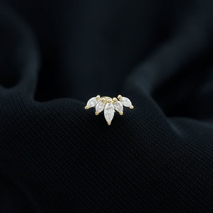 Marquise Moissanite Leaf Ear Crawler Earring