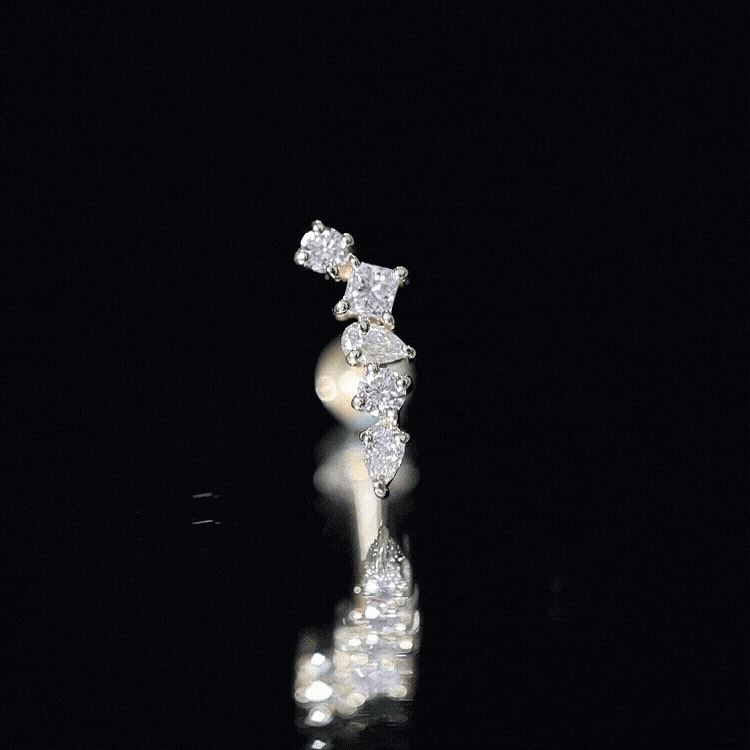 Unique Diamond Crawler Earring for Helix Piercing