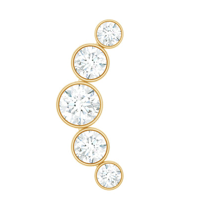 Graduated Diamond Ear Climber Earring in Bezel Setting