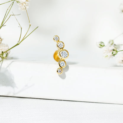 Graduated Diamond Ear Climber Earring in Bezel Setting