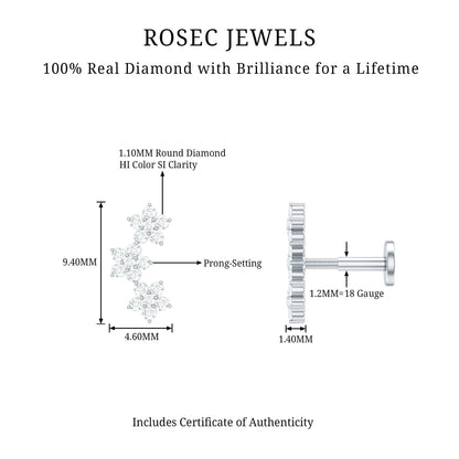 Helix Flower Crawler Earring with Diamond