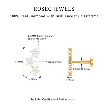 Helix Flower Crawler Earring with Diamond