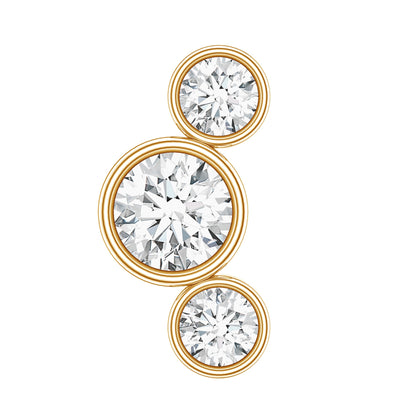Bezel Set Diamond Three Stone Earring for Helix Piercing