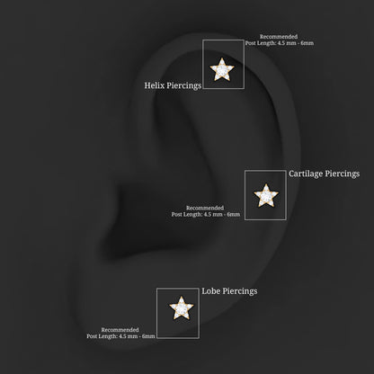 Minimal Diamond Star Celestial Earring for Helix Piercing