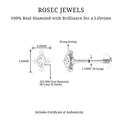 Vintage Inspired Oval Diamond Cartilage Earring