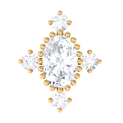 Vintage Inspired Oval Diamond Cartilage Earring