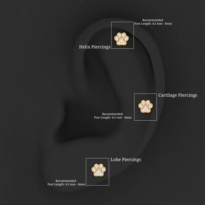 Certified Diamond Paw Cartilage Earring