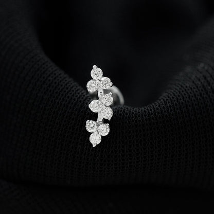 Simple Diamond Curved Helix Earring with Flat Back