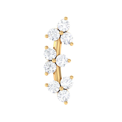 Simple Diamond Curved Helix Earring with Flat Back