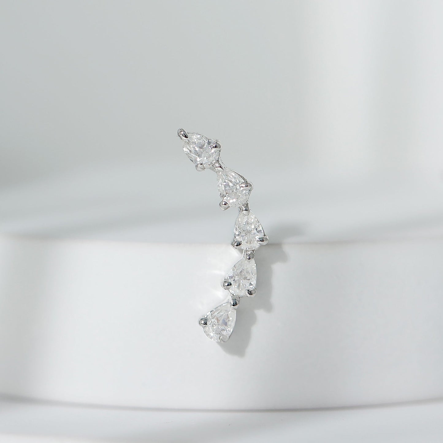 Pear Shape Diamond Crawler Earring for Cartilage Piercing