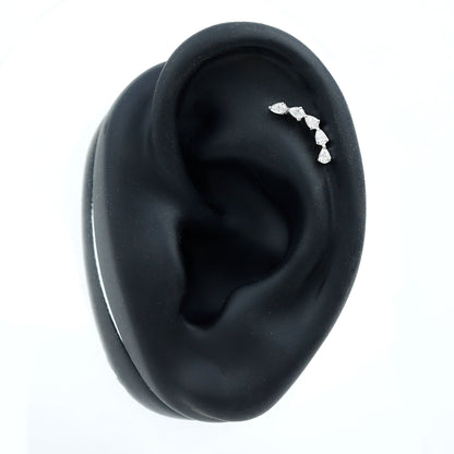Pear Shape Diamond Crawler Earring for Cartilage Piercing