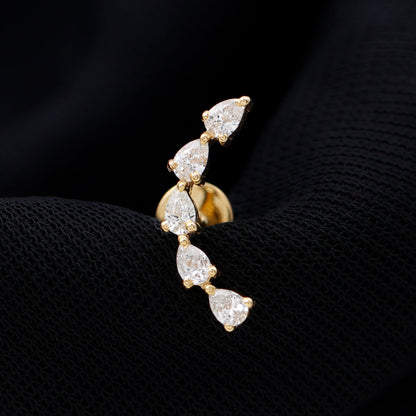 Pear Shape Diamond Crawler Earring for Cartilage Piercing