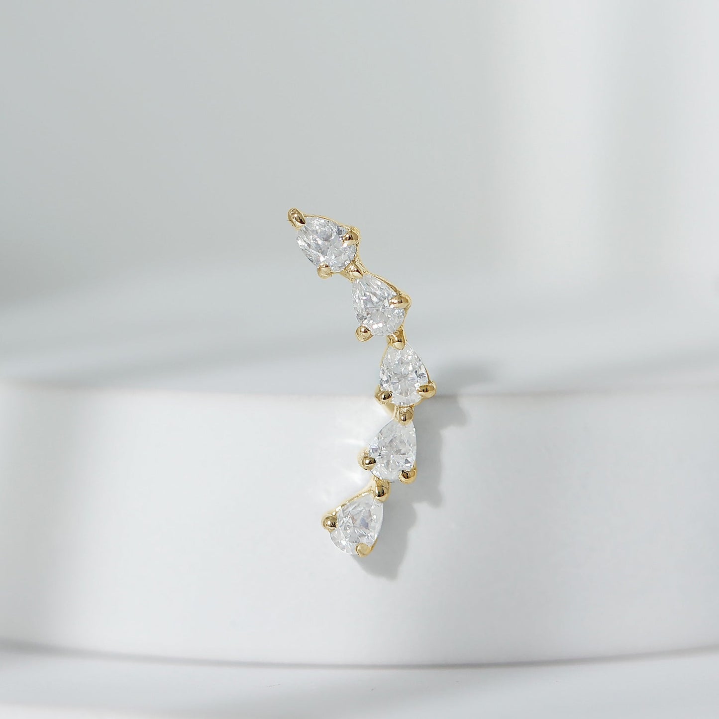 Pear Shape Diamond Crawler Earring for Cartilage Piercing