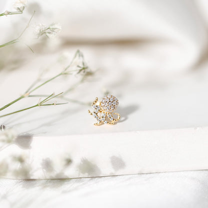 Diamond Octopus Earring with Flat Back