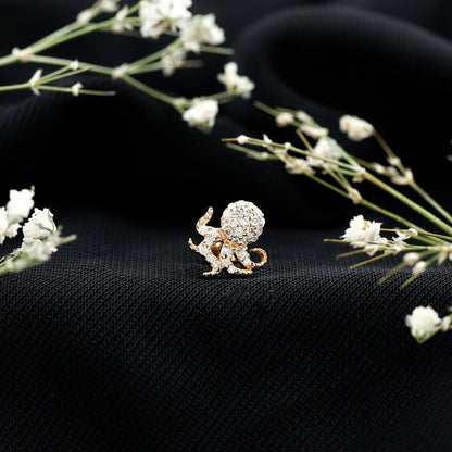 Diamond Octopus Earring with Flat Back