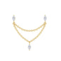 Marquise Diamond Double Piercing Earring with Dangling Chain