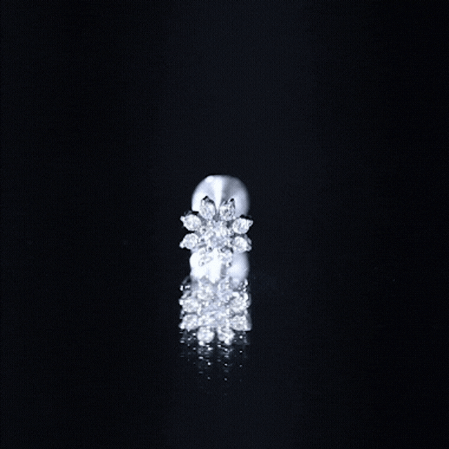 Sparkling Diamond Flower Cartilage Earring with Flat Back