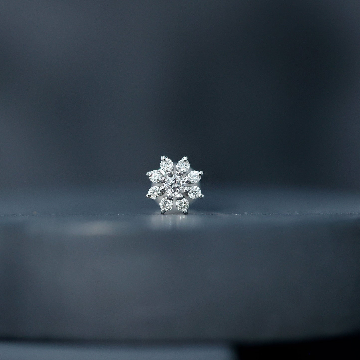 Sparkling Diamond Flower Cartilage Earring with Flat Back
