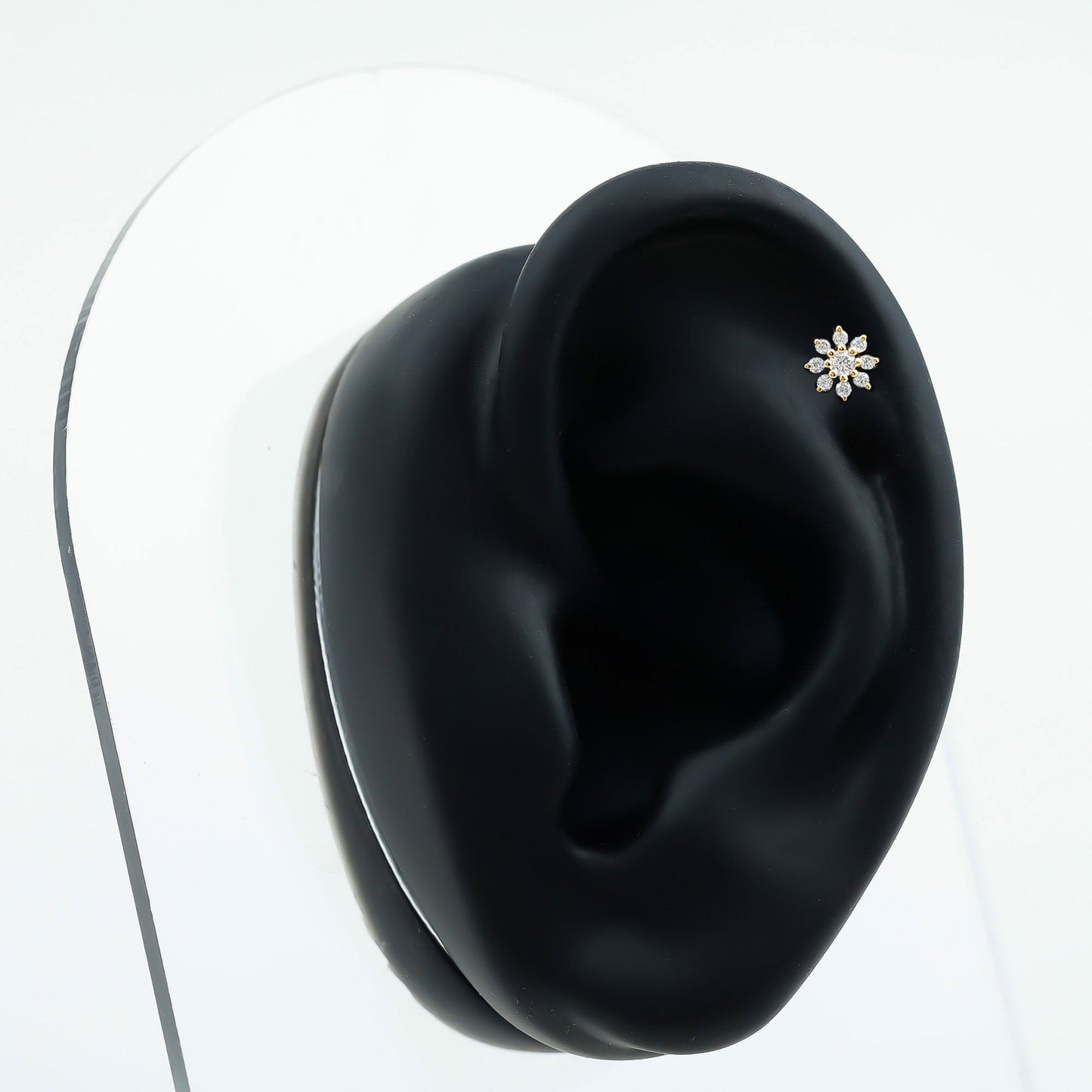 Sparkling Diamond Flower Cartilage Earring with Flat Back