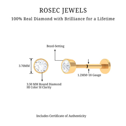 Bezel Set Diamond Solitaire Conch Earring