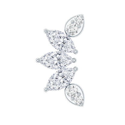 Marquise Diamond Leaf Crawler Earring for Helix Piercing